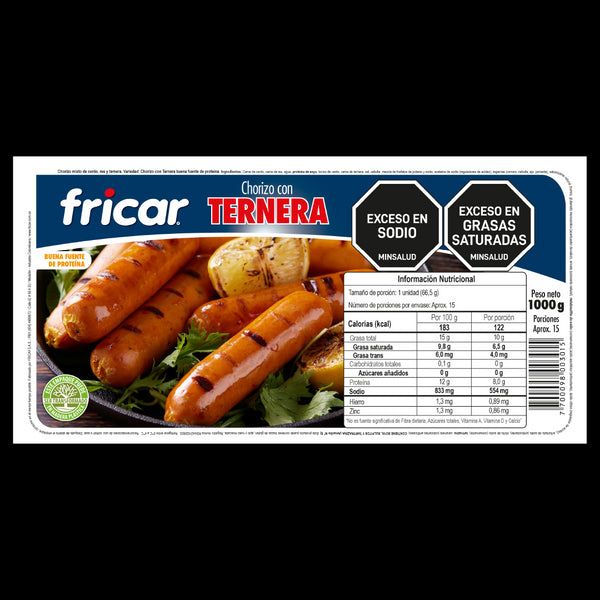 CHORIZO CON TERNERA X 15UND 1000G  FRICAR